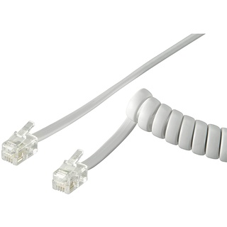 goobay Telefonhörer-Spiralkabel 2xModularstecker RJ10 4P4C 4m weiß