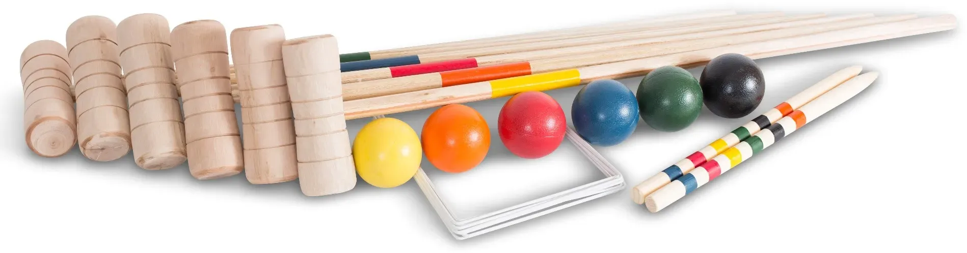 Krocket Spiel für 6 Personen - Gartenspiel Set mit Schlägern, Bällen, Toren, Holz - Bex - Outdoor Familienspaß