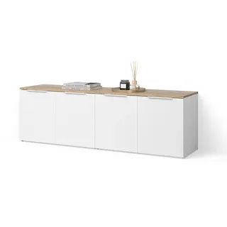 livinity® Wohnwand, Piave Weiß/Sonoma 2 Teile