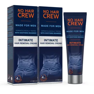 NO HAIR CREW 2 x Intim-Enthaarungscreme für Männer – Sanfte Haarentfernung ohne Rasurbrand, ideal für die empfindliche Haut im Intimbereich, dermatologisch getestet (Set 2 x 100 ml)