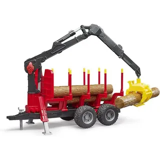 Bruder 02252 - Profi Rückeanhänger inkl. Ladekran und Holzgreifer 1:16