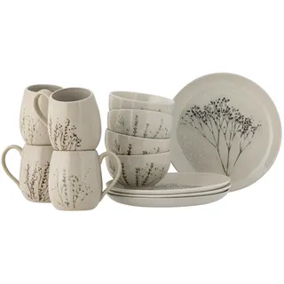 Bloomingville Bea Frühstück Set, Natur, Steingut, C:T10xH10,5/B:T11,5xH6/P:T21xH2, Satz mit 4x3 Artikeln