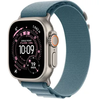 GPS + Cellular 49 mm Titangehäuse Natur Alpine Loop Hellblau L