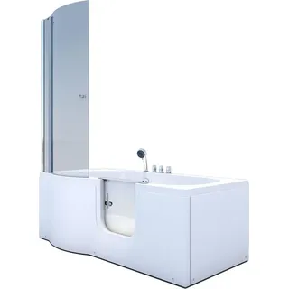 Seniorendusche und Badewanne mit Tür S12D-TH-R Dusche 85x170cm - Weiß