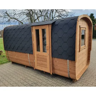 Sauna Haus Gartensauna 4 m Thermoholz mit Holzofen Banja Montiert Muster