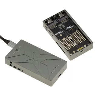 KALEA-INFORMATIQUE USB 3.2 20G Aluminiumgehäuse für 2 SSD M2 NVMe, Einzel- oder Clustermontage Raid 0 1 Large. mit Kühlventilator