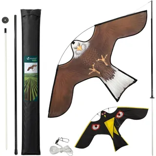 VOUNOT Vounot® 2er Set Vogelschreck Falke Drachen, mit 4m Teleskopstange, Stil B&g