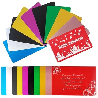 FONLAND 50 Stück Metall Visitenkarten, 10 Farben 0,4 mm Metall Karten für Blank Aluminiumlegierung Lasermarkierung Graviertes Visitenkarte für Business Office DIY Geschenkkarten