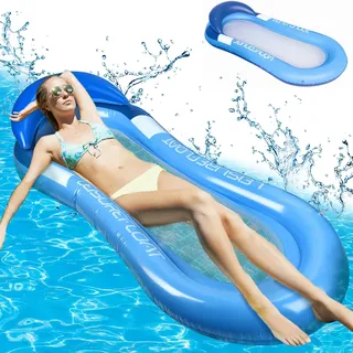 Luftmatratze Wasser Hängematte, Aufblasbare Wasserhängematte mit Mesh, Aufblasbare Wasser Pool Luftmatratze, Wasserhängematte Erwachsene, 2-in-1 Schwimmliege, Liege Wasser Bett, für Strand, See (blue)