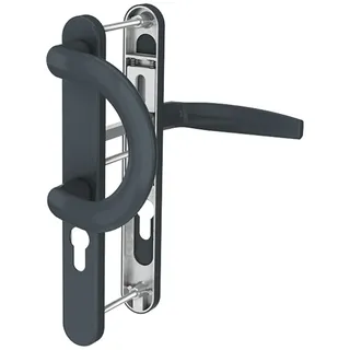 MS Beschläge Türdrücker Langschild Schmalrahmen RAL7016 Anthrazit Bügelgriff/Drücker Türstärke 71-86mm)