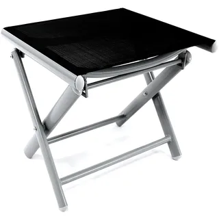 Mojawo Mojawo® Garten Klapphocker Fußhocker Aluminium - Textilen Silbergrau/Schwarz