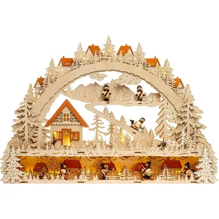 SIKORA LB53 Traumhafter XXL LED Holz Schwibbogen WINTERDORF