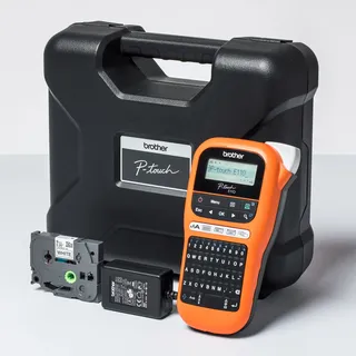 Brother P-touch PT-E110VP Beschriftungsgerät mit Netzteil und Koffer