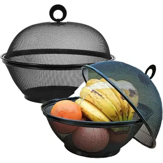 qwxosr Obstkorb Mit Moskitonetz Metall 2er Set Schwarz
