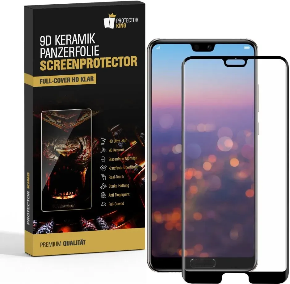 2x 9D Keramik-Glass für Huawei P20 Pro FULL COVER 3D KLAR Panzerfolie Displayschutz Schutzfolie Ceramic Screen-Protector