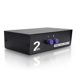 Duttek 2 Port Cinch Umschalter Audio umschalter av Switch 2 In 1 Out Composite Video L/R Audio Auswahlbox für DVD STB Spielkonsolen