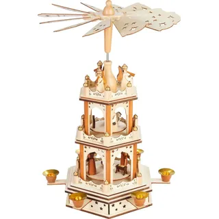Brubaker Weihnachtspyramide - 3-stöckige drehbare Holzpyramide - Weihnachtsdekoration mit 3 Etagen - 45 cm Höhe - Braun