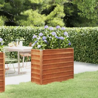 KOIECETA Hochbeet für Garten Balkon Terrasse Kräuterhochbeet zum Selber Bauen Gemüsebeet Pflanzkübel aus Metall Cortenstahl (100x40x77 cm)