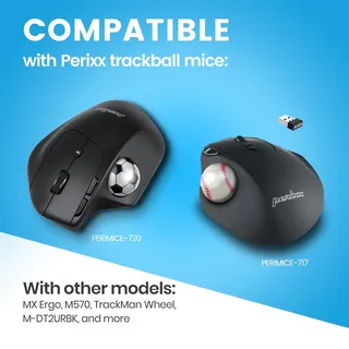 Perixx PERIPRO-303X2F 1,34 Zoll Sport-Trackball - Lustiges Neuheitsdesign Baseball und Fußball - Kompatibel mit M570, M575, PERIMICE-517/520/717/720 und anderen 1,34-Zoll-Trackball-Mäusen