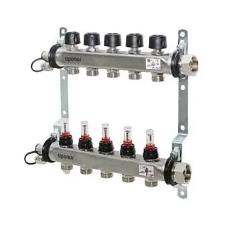 Uponor Vario S Heizkreisverteiler 1086539 Edelstahl, FM 3 x 3/4 Eurokonus, als Komplettverteiler