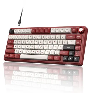 RK ROYAL KLUDGE R75 Mechanische Tastatur mit Lautstärkeregler, 75 % Tastaturdichtung, RGB-Hintergrundbeleuchtung, cremige Tastatur mit MDA-Profil, PBT-Tastenkappen, Hot-Swap-fähiger, vorgeschmierter