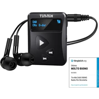 Tin-Nik DAB-398WS-B Tragbares DAB/DAB+/FM-Radio, Digitales RDS-FM-Mini-Taschenradio mit wiederaufladbarem Akku, Ohrhörer, Auswahl an Groß und Klein