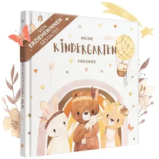 eulentaler EULENTALER® Das Kita & Kindergarten Freundebuch I Von Erzieherinnen gestaltet I Handgemalte Tiere im Boho-Look I Kinderfreundliche Gestaltung I Goldprägung I Meine ersten Freunde für Jungs & Mädchen