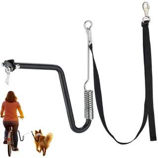 Relaxdays Fahrradleine Hund, Hundestange für Fahrrad, Hundeleine mit Abstandshalter & Feder, Hände frei, schwarz/Silber