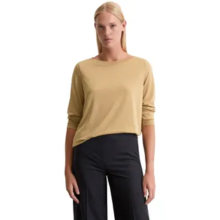 Langarmshirt MARC O'POLO "aus TENCELTM Lyocell-Baumwolle-Mix", Damen, Gr. XXL, braun (pure sand), Obermaterial: 67% Lyocell, 33% Baumwolle, unifarben, Basic, regular fit, U-Boot-Ausschnitt, Langarm Bündchen, Shirts
