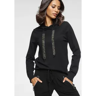 LAURA SCOTT Strickpullover mit Kapuze und glitzernden Bändern, Gr. 34, schwarz (aus nachhaltigem material)), , 86527916-34