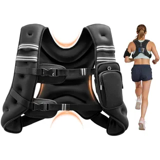 Vevor Gewichtsweste 9,22 kg mit reflektierendem Streifen, verstellbare Schnalle, Körpergewichtsweste für Männer und Frauen, Trainingsgerät für Krafttraining Laufen Joggen Fitness Gewichtsverlust