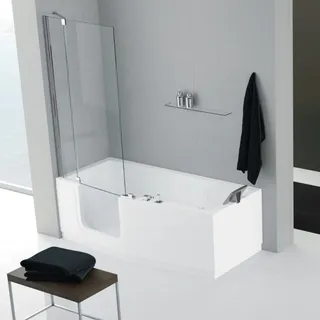 Novellini Iris Standard mit Gestell + Wannenrandarmatur + Iris Comby / Comby 2 160x70/80 cm Weiß glanz