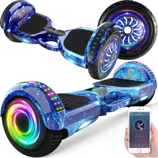 Hoverboard 6.5 Zoll Elektroroller mit Bluetooth Smart Scooter Elektro Balance Hoverkart Kinder Jugendliche und Erwachsene LED Skateboard 500W Retoo - Blau