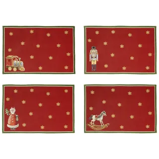 Villeroy & Boch Toy's Delight Jubiläums-Set Gobelin Platzset 4-teilig Bunt, Weihnachten, Platzset für 4 Personen, Tischdeko, Weihnachtsmotiv, Baumwolle, Polyester
