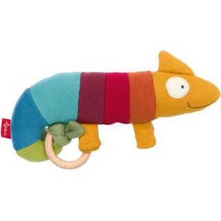 Sigikid 39354 Strick-Greifling Chamäleo Baby Strick Mädchen und Jungen Babyspielzeug empfohlen ab 3 Monaten mehrfarbig, Chamäleon/Bunt