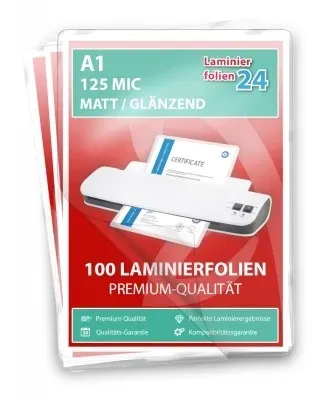 Laminierfolien A1, 2 x 125 Mic, matt/glänzend