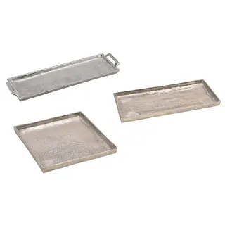 Meinposten. Tablett Dekoteller Silber Metall massiv Tischdeko Schale Dekoschale Dekotablett (Modell 2: 25 x 25 cm)