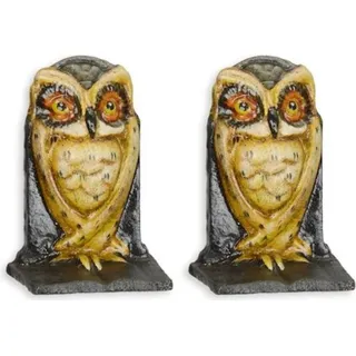 Casa Padrino Gusseisen Buchstützen Set Eule Mehrfarbig 7,7 x 5 x H. 11,3 cm - Wohnzimmer & Schreibtisch Deko Accessoires