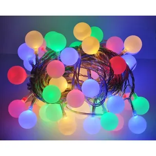 LED Lichterkette Bunt oder Warmweiß Partylichterkette LEDs stabile Kugeln IP44, Farbe:Bunt, Länge:4.8 m - Bunt