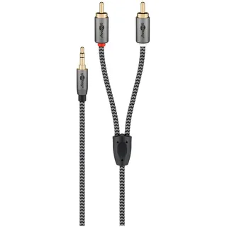 goobay 65285 Stereo Cinch auf Klinke 3,5 Aux Kabel 1m/ HiFi Audio Aux Kabel für Smartphone; Konsole; Anlage/Textilmantel/vergoldet