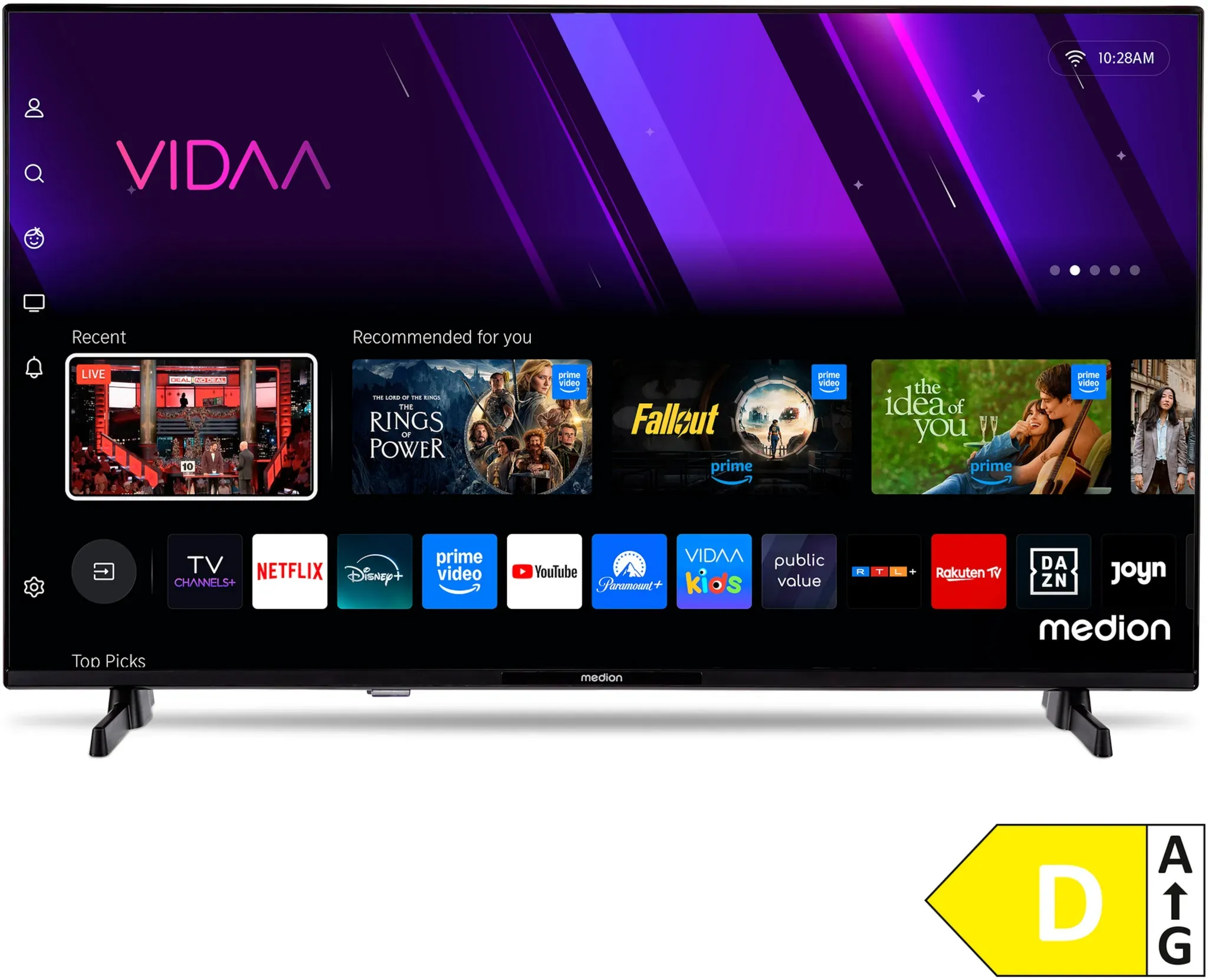 MEDION LIFE MD 840101 Smart-TV (2026), 100,3 cm (40'') FHD Display, HDR, PVR ready, Bluetooth®, VIDAA App Store, NETFLIX, Disney+, Paramount+ & Amazon Prime Video App
