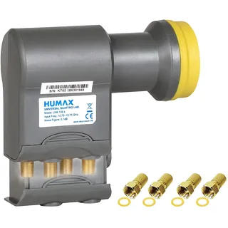 Humax Gold Quattro LNB, digitales Satelliten universal LNB für Multischalterbetrieb inkl. LTE-Filter, Wetterschutzgehäuse und F-Steckern für besten Satempfang in HD, Full HD, UHD, 4K und 8K