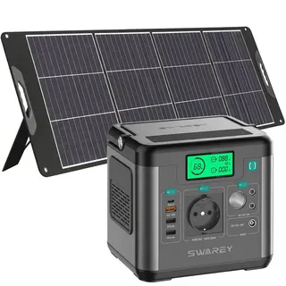 300W(Spitzenwert 600W) Solarspeicher mit 200W Solarpanels Solaranlagen Solarzelle, Tragbare Power Station Stromerzeuger Solargenerator Ladegerät