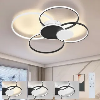 ZMH LED Deckenleuchte Dimmbar mit Fernbedienung Deckenlampe Modern 94CM Metall Acryl 72W Ring Beleuchtung für Wohnzimmer Schlafzimmer Büro Hotel ... Schwarz