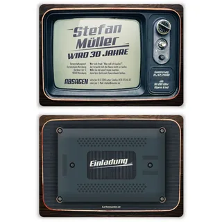 20 x Geburtstag Einladungskarten Einladung Vintage Retro individuell - alter Fernseher