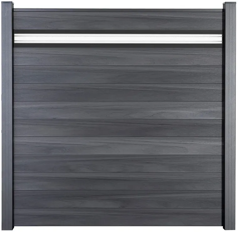 KAHRS Solid BPC-Zaunset, Steingrau, Glaseinsatz 15 cm, 1,9x180x180 cm, ohne Pfosten