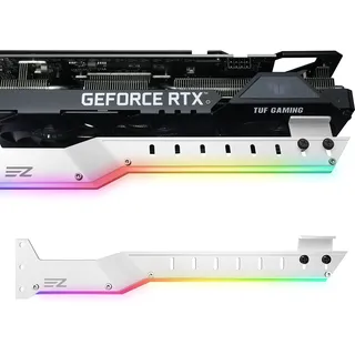 EZDIY-FAB GPU-Halterung Grafikkarte GPU-Unterstützung Videokartenhalterung mit 5V 3 Pin ARGB LED,Videokartenhalterung Sag Holder/Holster Bracket Support RX6700,RTX3090-309EZ-Weiß