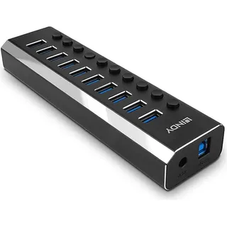 Lindy 43370 USB-Hub 10 Port USB 3.0 Hub mit Ein-/Ausschaltern