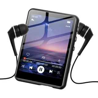 SWOFY 128GB MP3-Player mit Bluetooth 5.3-2,4-Zoll Touchscreen, HiFi-Klang, integrierter Lautsprecher, Aufnahmefunktion, FM-Radio, Kann auf 512 GB erweitert Werden (Grau)
