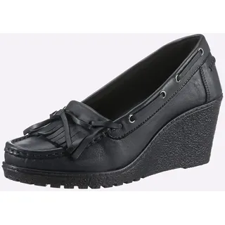 Heine Pumps HEINE, Damen, Gr. 37, blau (marine), Glattleder, Leder, Rindsleder, Schuhe